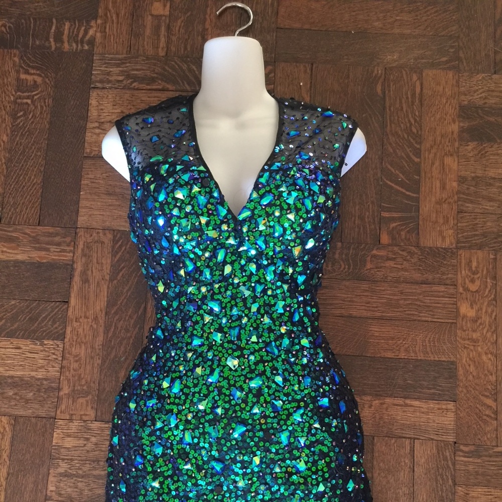 Mac Duggal Stunning Cocktail Dress Emerald Turq